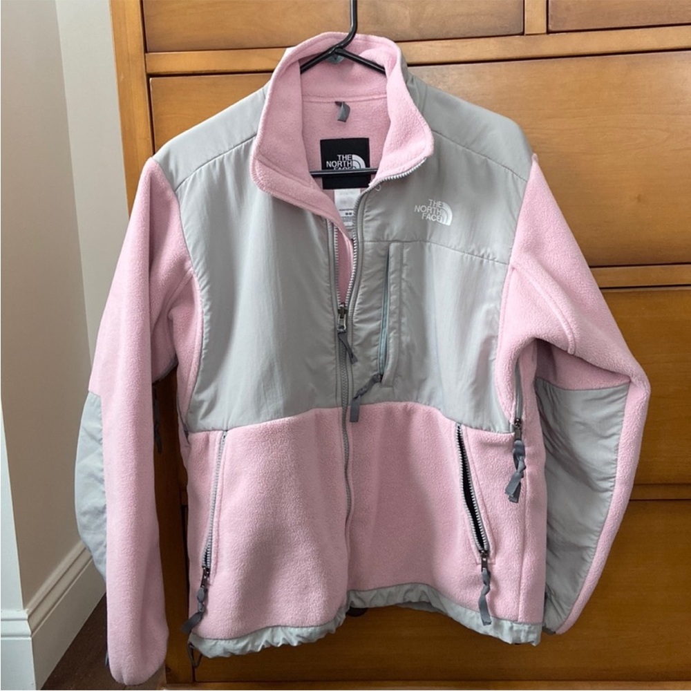 The North Face Pink and Gray Denali-Style Fleece Jacket